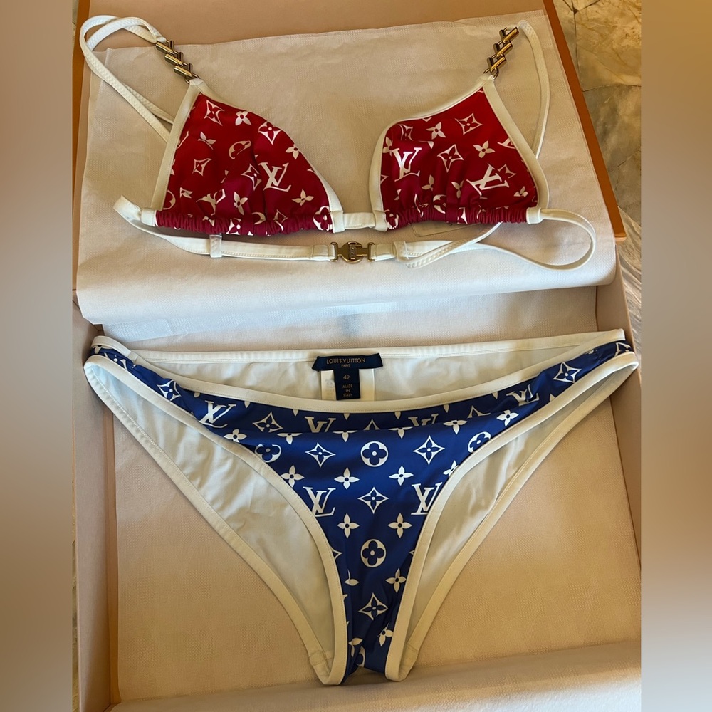 Authentic Louis Vuitton Blue & White Bikini Bottom Size 42